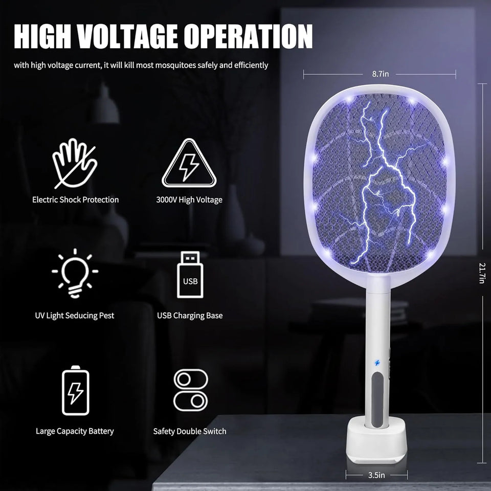 Intelligent Dual-Mode USB Rechargeable Mosquito & Fly Killer Racket