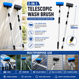 12FT Solar Panel Cleaning Brush with Water Flow | Extendable Telescopic Cleaning Brush