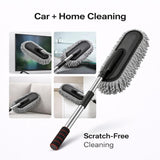 Car Duster Exterior Scratch Free Microfiber Car Cleaning Brush, Extendable Handle Pollen and Dust Brush for Truck, SUV, Vehicles and Home Cleaning