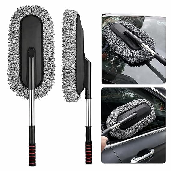 Car Duster Exterior Scratch Free Microfiber Car Cleaning Brush, Extendable Handle Pollen and Dust Brush for Truck, SUV, Vehicles and Home Cleaning