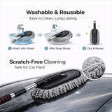 Car Duster Exterior Scratch Free Microfiber Car Cleaning Brush, Extendable Handle Pollen and Dust Brush for Truck, SUV, Vehicles and Home Cleaning