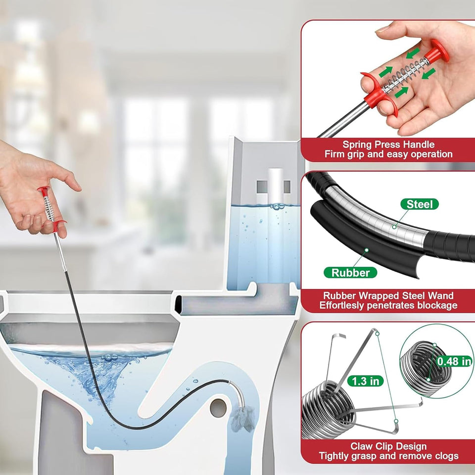 Stainless Steel Sink & Toilet Un-blocker Flexible Tool