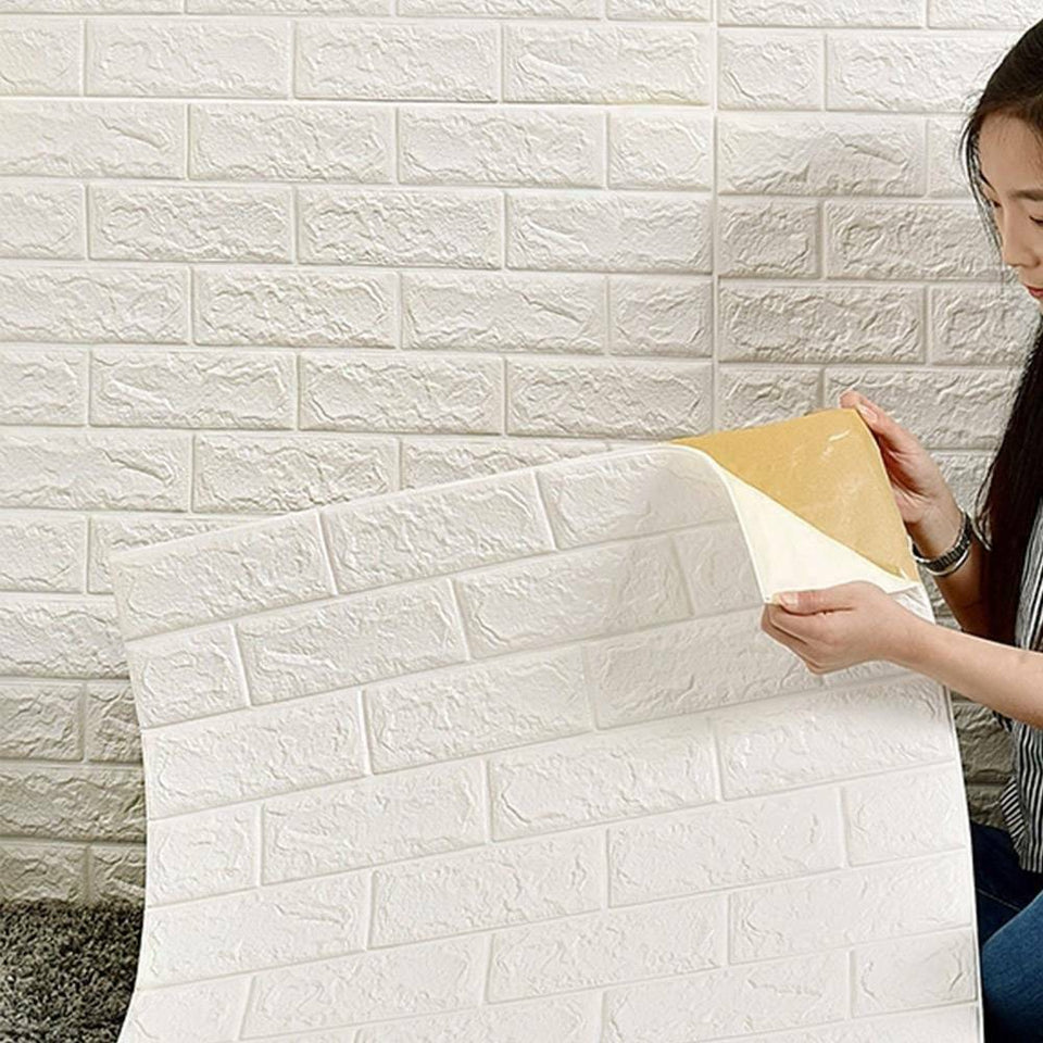 Self Adhesive 3D Wallpaper (Pack of 5) Peel And Stick Wall Panel Living Room Brick Stickers Bedroom Kids Room Brick Paper Home Decor