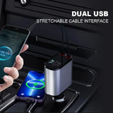 Multi-Port 120W Retractable USB-C Car Charger for Mobile Devices
