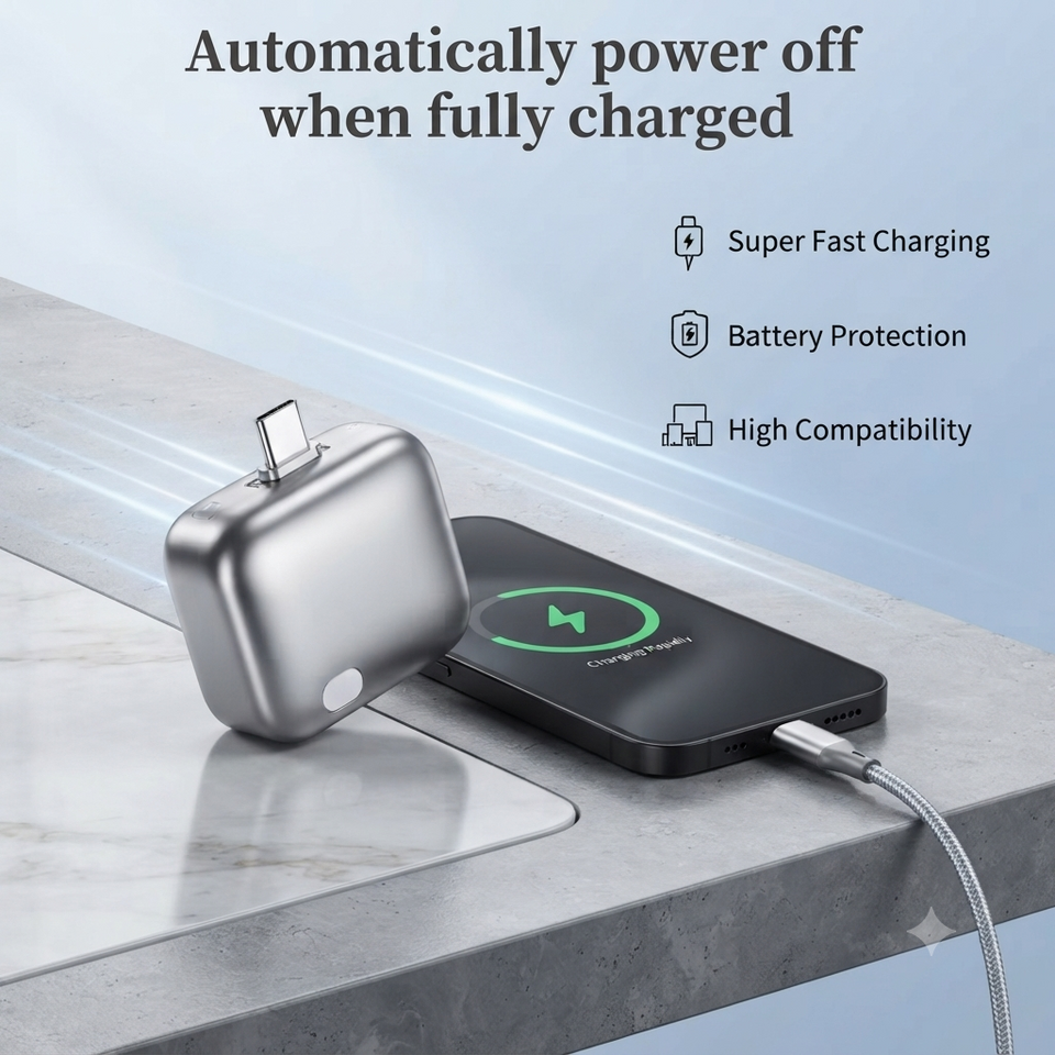 Smart Auto Stop Charging Adapter – Battery Health Protection | Auto Power-Off | Overcharge Protection | Fast Charging | Type-C Compatible
