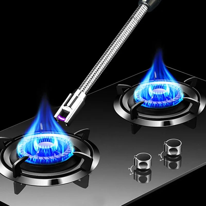 Kitchen USB Electric Arc Lighter Rechargeable Windproof BBQ Flameless Plasma Candle Long Lighters Hose Gas Stove Ignition Gun