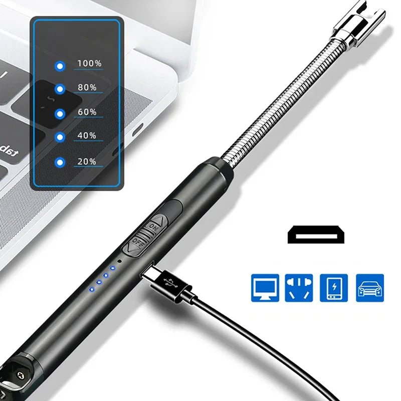 Kitchen USB Electric Arc Lighter Rechargeable Windproof BBQ Flameless Plasma Candle Long Lighters Hose Gas Stove Ignition Gun