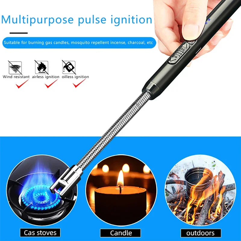 Kitchen USB Electric Arc Lighter Rechargeable Windproof BBQ Flameless Plasma Candle Long Lighters Hose Gas Stove Ignition Gun