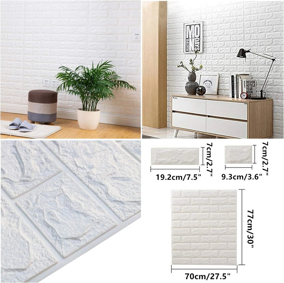 Self Adhesive 3D Wallpaper (Pack of 5) Peel And Stick Wall Panel Living Room Brick Stickers Bedroom Kids Room Brick Paper Home Decor