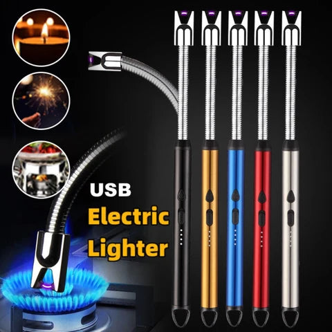 Kitchen USB Electric Arc Lighter Rechargeable Windproof BBQ Flameless Plasma Candle Long Lighters Hose Gas Stove Ignition Gun