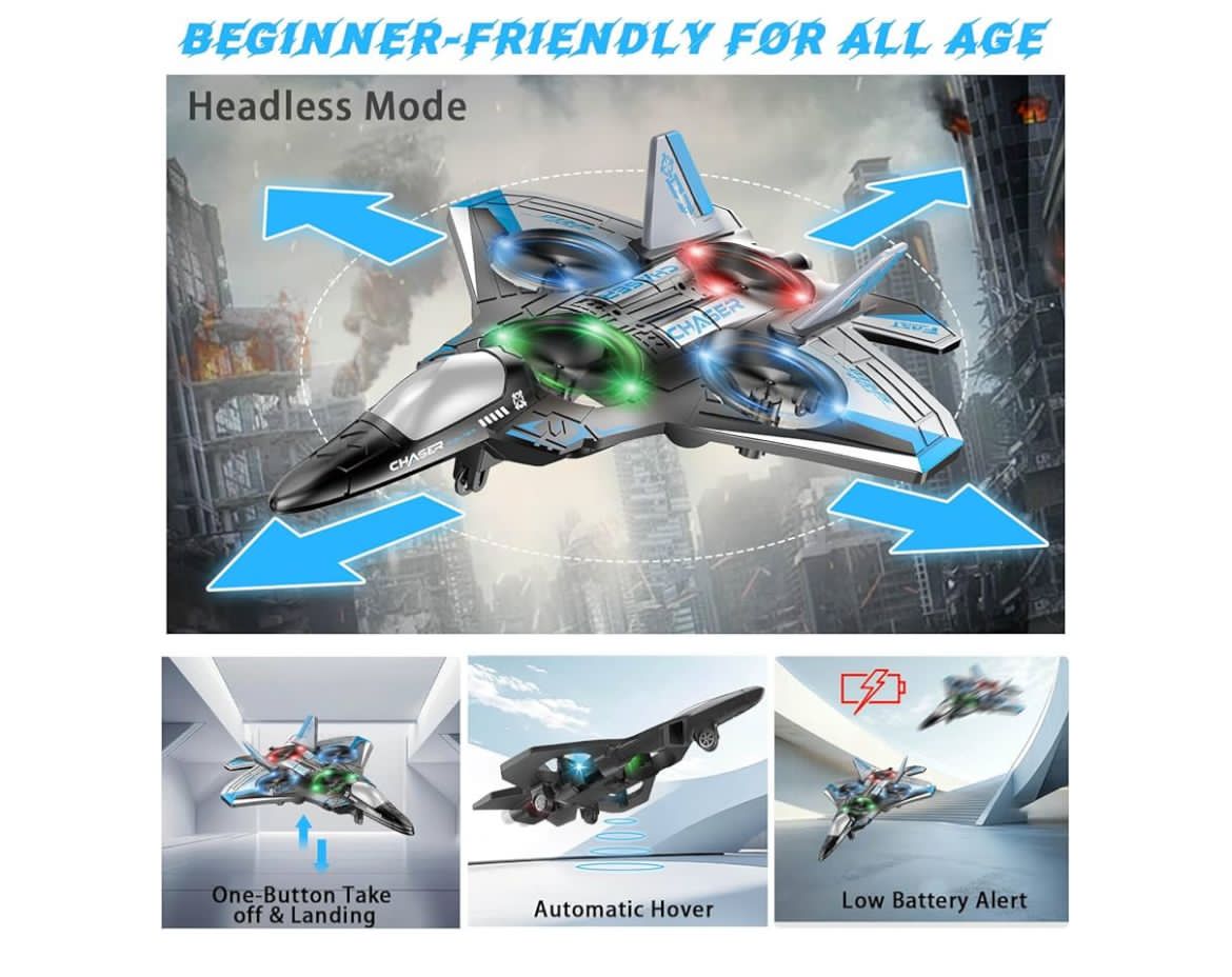 Fighter Jet Remote Control Airplane Toy for Kids I RC Fighter Jet Plane with Lights & Long Range1360 Flip Stunt Roll & Rechargeable Remote Control Aircraft
