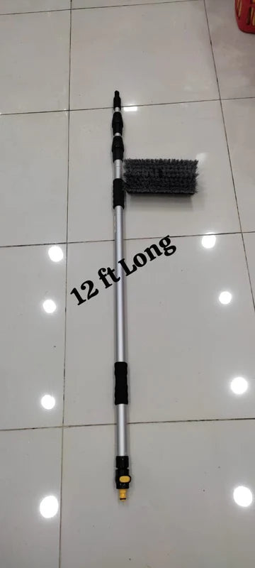 12FT Solar Panel Cleaning Brush with Water Flow | Extendable Telescopic Cleaning Brush