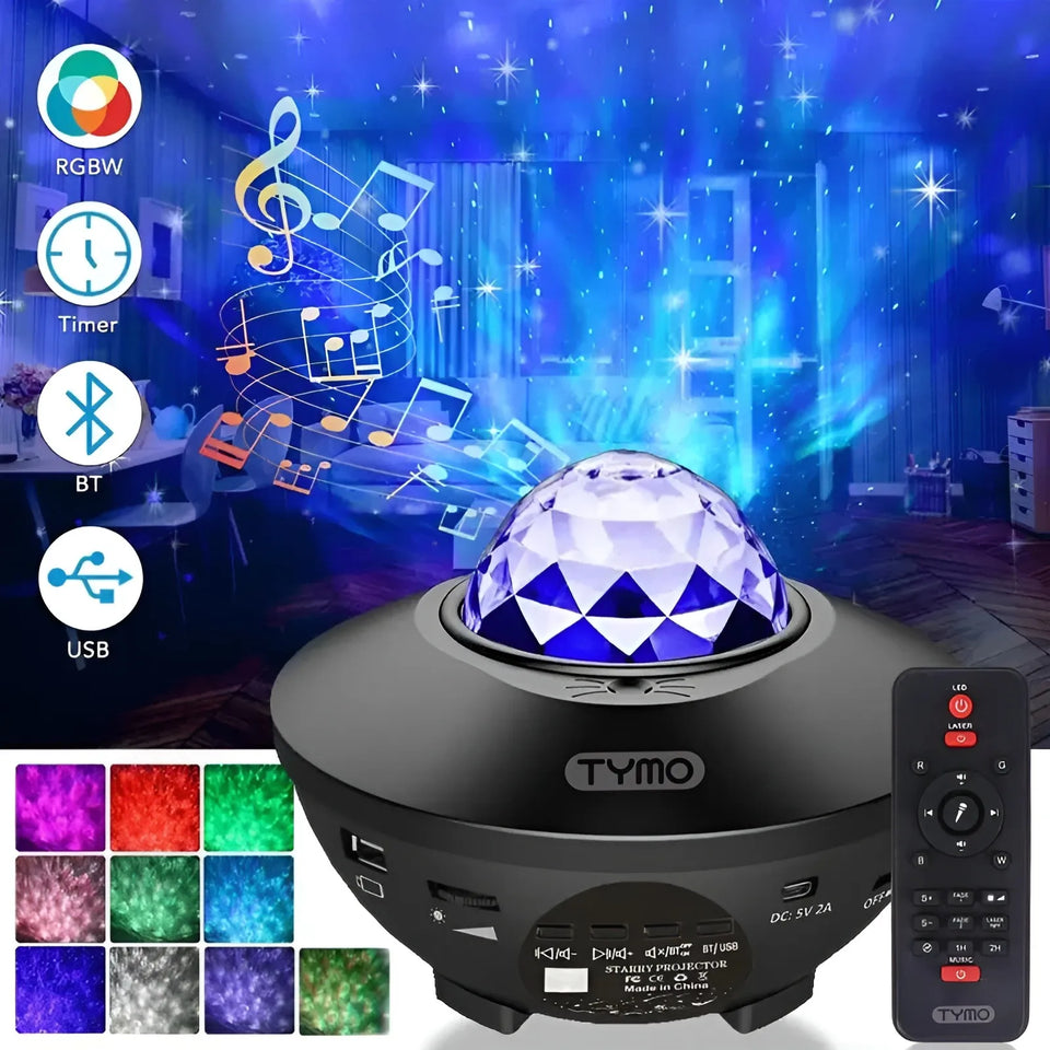 LED Galaxy Starry Sky Projector Night Light with Bluetooth Speaker