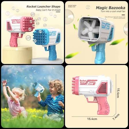 Bubble Gun Bazooka for Kids Colorful 36-Hole Bulbulay Maker