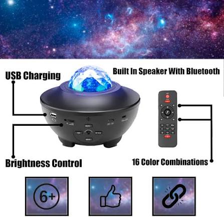 LED Galaxy Starry Sky Projector Night Light with Bluetooth Speaker