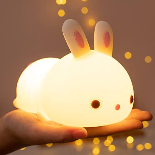 Silicone Bunny Night Light & Rechargeable Cute Rabbit Lamp