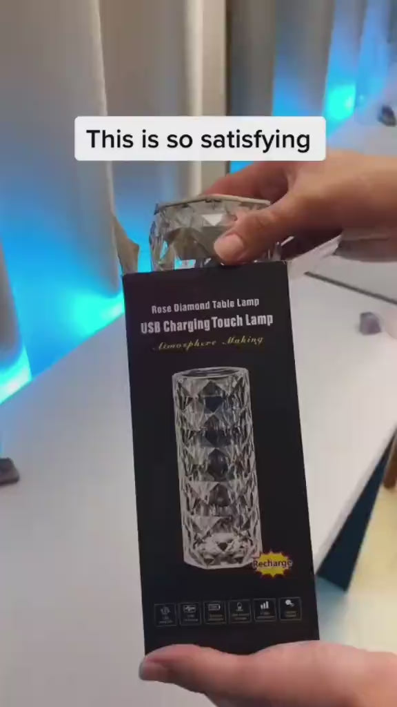 16-Color Crystal Diamond LED Table Lamp – Touch & Remote Control | Rechargeable
