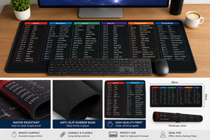 Anti-Slip Keyboard & Mouse Pad (With Shortcut Key Pattern)