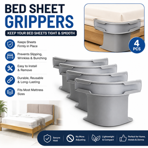 4PCS Adjustable Bed Sheet Grippers – Non-Slip Mattress Sheet Holder Clips | Keeps Fitted Sheets Tight & Wrinkle-Free