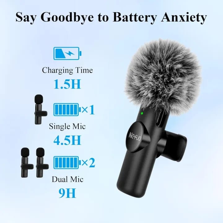 BOYA BY-F10 2.4GHz Wireless Lavalier Microphone – Noise Cancelling, Plug & Play, 50M Range