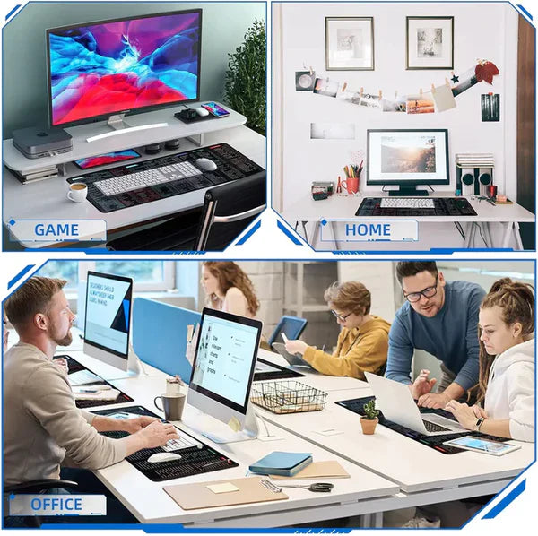 Anti-Slip Keyboard & Mouse Pad (With Shortcut Key Pattern)