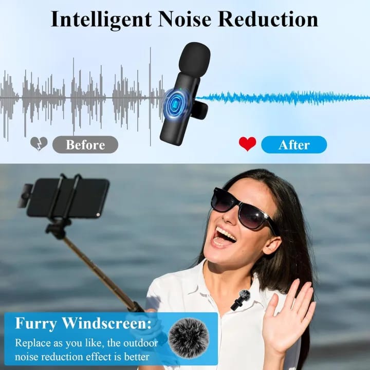 BOYA BY-F10 2.4GHz Wireless Lavalier Microphone – Noise Cancelling, Plug & Play, 50M Range