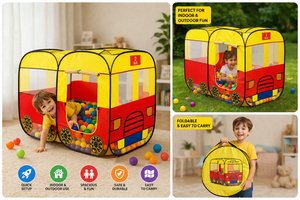 Luxury Bus Style Kids Play Tent | Foldable Playhouse for Boys & Girls