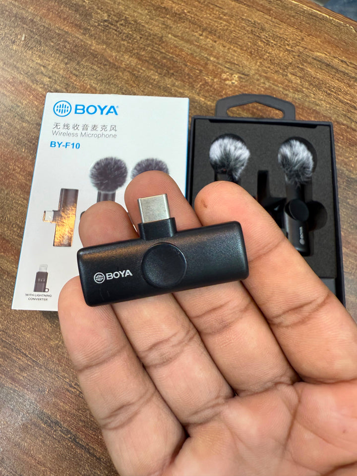 BOYA BY-F10 2.4GHz Wireless Lavalier Microphone – Noise Cancelling, Plug & Play, 50M Range