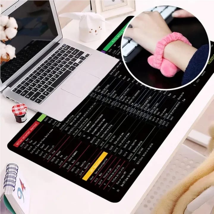 Anti-Slip Keyboard & Mouse Pad (With Shortcut Key Pattern)