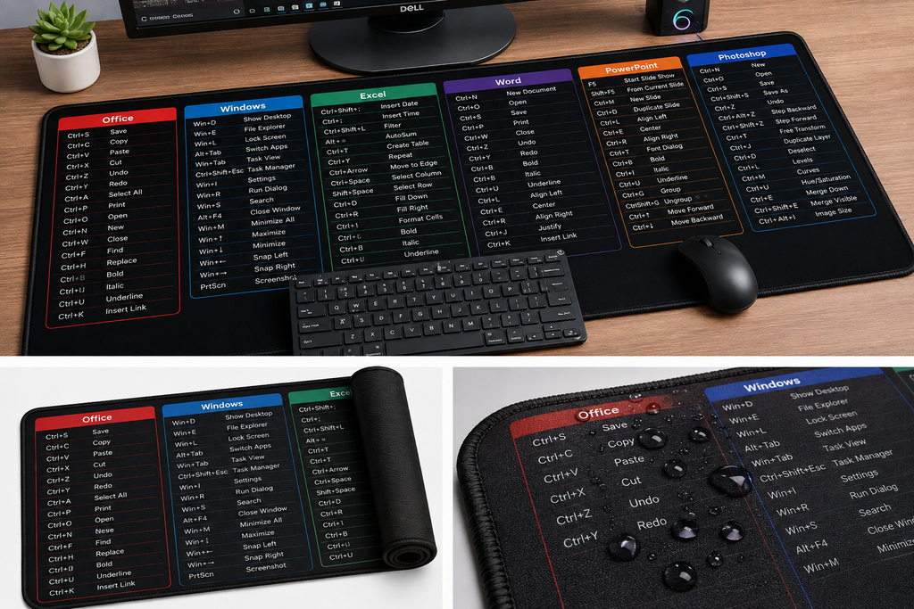 Anti-Slip Keyboard & Mouse Pad (With Shortcut Key Pattern)